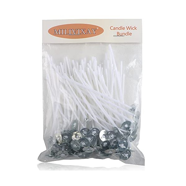 MILIVIXAY 100 Piece 3.5 inch Candle Wicks-Pre-Waxed-Candle Wicks for Candle