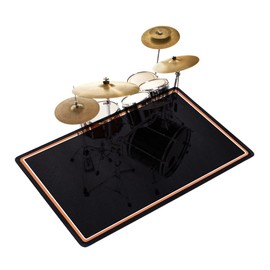 Drum Rug, 4 Ft x 6 Ft Drum Mat Drum Carpet Music Rug with Non-Slip Bottom, Soundproof Electrical Drum Pads for Drummers, Orange and White Border