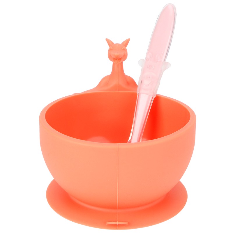 Cute Silicone Baby Feeding Bowl Spoon Set with Suction Base