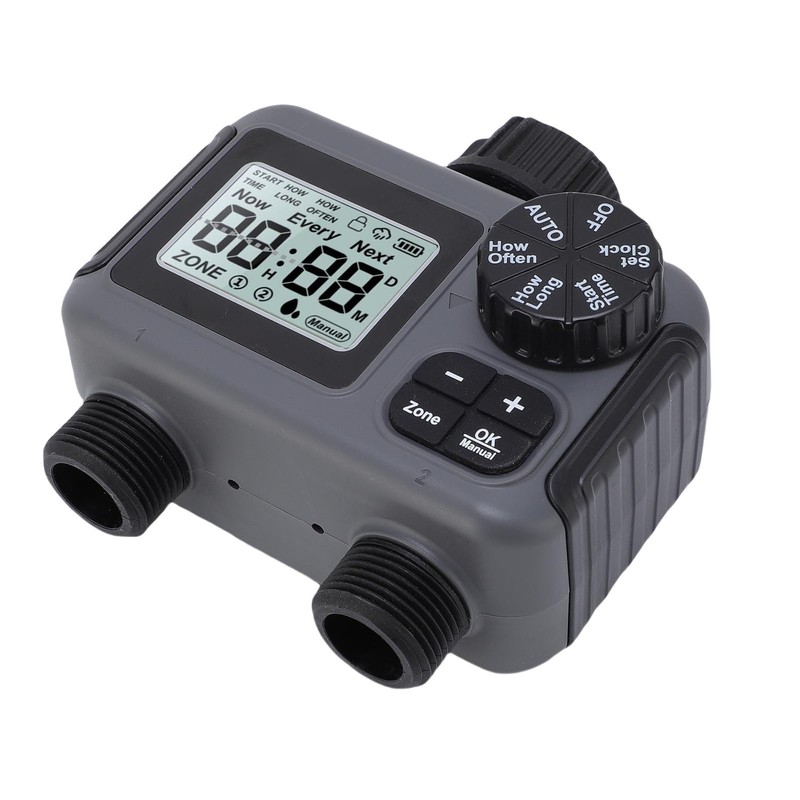 Cocoarm 2 Zone Sprinkler Timer Programmierbares Wassertimer für Gartenschlauch, Regenverzögerungshandbuch