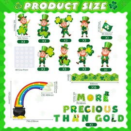 Pasimy St. Patrick's Day Bulletin Board Decoration St. Patrick's Day Cutout Lucky Shamrock Bulletin Board Border for Irish Clover Classroom Chalkboard Decor(Gnome)
