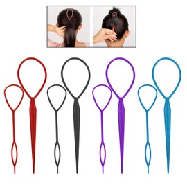Sweeethome Topsy Tail, Hair Braid Tool 4 Pairs Hair Loop Make Hair Styling Tool Ponytail Maker Braid Accessories Hair Loop Kit