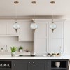 TLOLGT Modern Brass Pendant Light Antique Delicate Decorative Pattern Glass