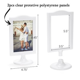 Lawei 10 PCS Double Sided Standing Picture Frames 4x6 Inch, Plastic Pedestal Photo Frame Bulk, White Vertical Picture Holder with Inserts & Base, Display Picture Frames for Wedding, Table