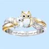 XIAOXIONG Owl Ring with Diamond Inlay Animal Finger Ring Mother's