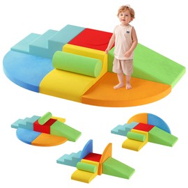 Urban Deco Large 8-Piece Foam Climbing Blocks for Toddlers, Baby Climbing Blocks, Soft Play Climbing Toys with Non-Slip Bottom, Indoor Play Gym and Activity Play Set for Climbing & Crawling