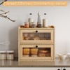 Alpeir Double Layer Large Bread Box for Kitchen Counter, Wooden
