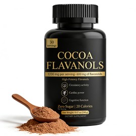 High Flavanol Cocoa Powder Supplement | 1200mg Flavanols Complex for Antioxidant Support, 600mg Flavonoids (Epicatechin), Support Heart Health & Sustained Energy | Sugar Free, Non-GMO Formula for Coffee, Smoothies & Active Lifestyles | Support Daily Well