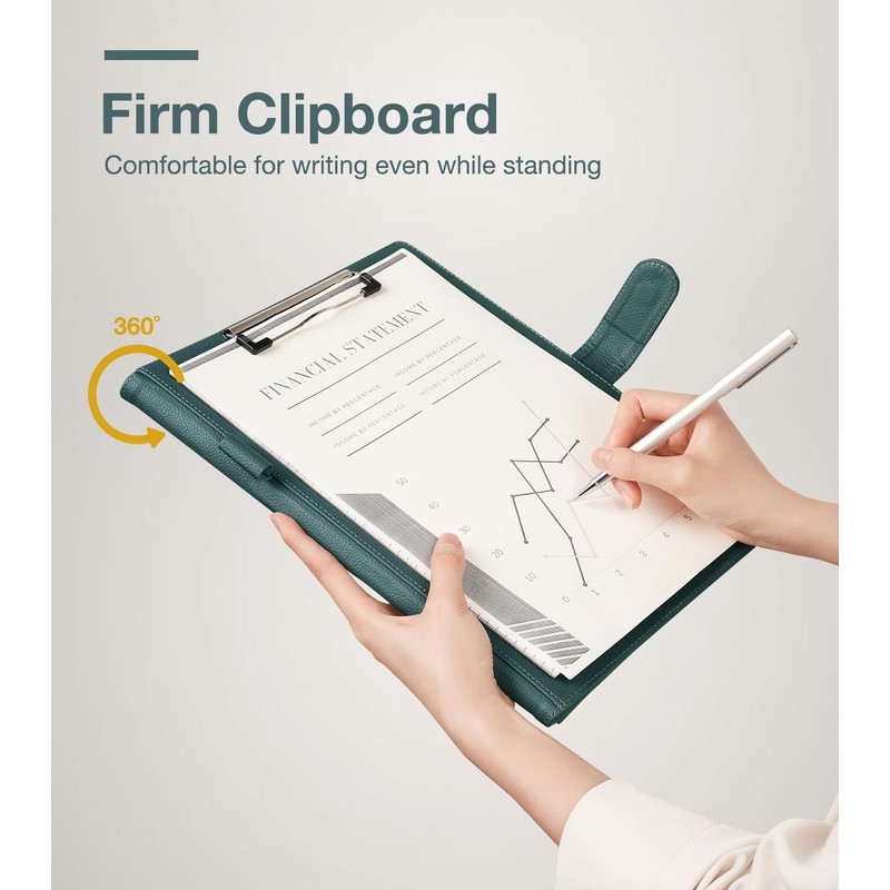 Mymazn A4 Clipboard Folder Conference Folder, Faux Leather Clipboard with