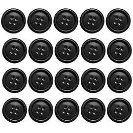 Pack of 10 buttons, black, buttons, round, black buttons for crafts, buttons for sewing, 4 holes, replacement buttons, coat buttons, shirt buttons, jacket buttons, sewing buttons for coat, suit, DIY
