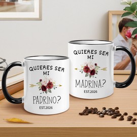 WFFW Madrina y Padrino Proposal Mug gift Set Est 2026, Quieres Ser Mi madrina & quieres SerMi padrino mug, padrinos madrinas proposal Engagement Wedding Mugs Gift set for Godparent-324
