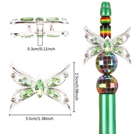 6Pcs Cute Butterfly Rhinestone Alloy Focal Beads for Pens Colorful Butterfly Fancy Beads for DIY Craft Beadable Pens Bracelet Necklace Earrings Keychain Jewelry Making