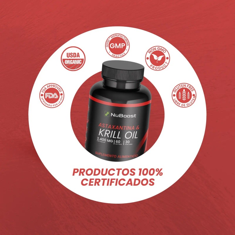 Omega 3 Krill Oil Con Astaxantina Nuboost 2000mg 60 Cápsulas