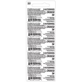 Atomic CR2032 3V Premium Lithium Battery Tearstrip (5 Pack)