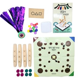 Yutnori, Jegichagi, and Gonggi Game Set by COREALL - Traditional Korean Family Games with Instructions & Video Tutorials - Korean Cultural Gift with Educational & Squid Fun Activities