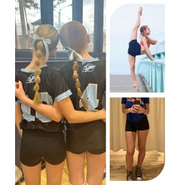 SKIDREAM 3 Pack Girls 4'' High Waisted Black Biker Shorts, Athletic Running Yoga Shorts for Kids Teen