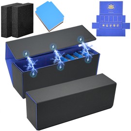 Hipoocok 2 in 1 Card Deck Box for Trading Cards, Unfolded MTG Commander Card Can be Used as a Playmat, Leather Magnetic Card Storage Box Holds 800+ Single Sleeved Cards, Fits for TCG CCG Magic Cards