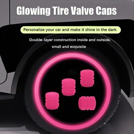 Tire air caps, Glowing tire Valve caps, Universal tire caps for Cars Trucks Motorcycles SUVs and Bikes Glow in The Dark Valve stem caps (Pink-20PCS)