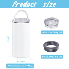 VACVOU 4 Pcs 16 OZ 4 in 1 Sublimation Can Cooler Double Wall Stainless Steel Insulated Can Holder Slim Skinny Sublimation Blanks White Skinny Can Cooler Sublimation Tumblers Beer Can Cooler