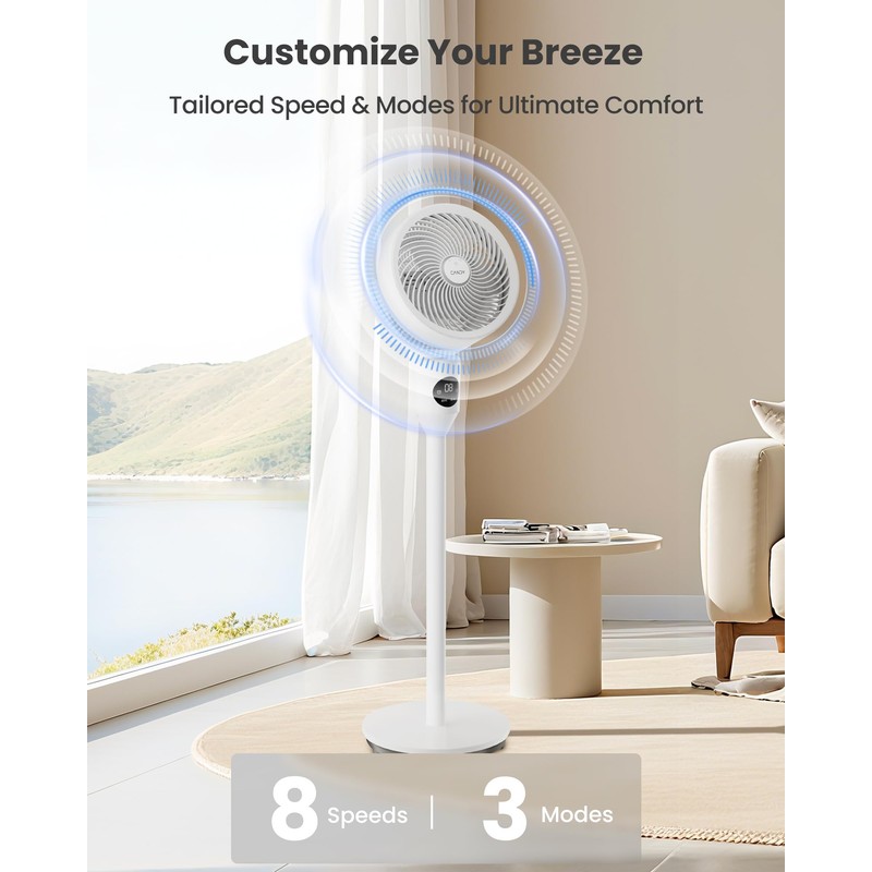 Candy Standing Fan for Bedroom, 3 Heights Adjustable Pedestal Fan