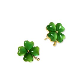 Frigotine St Patricks Day Green Shamrock Stud Earrings for Women, Lucky Irish Clover Leaf Cute Leaves Outfit Accessories Jewelry Gift