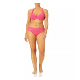 Time And Tru Mid Rise Pink Button Bikini Swim Bottom Plus size 2X (20w-22w) NEW!
