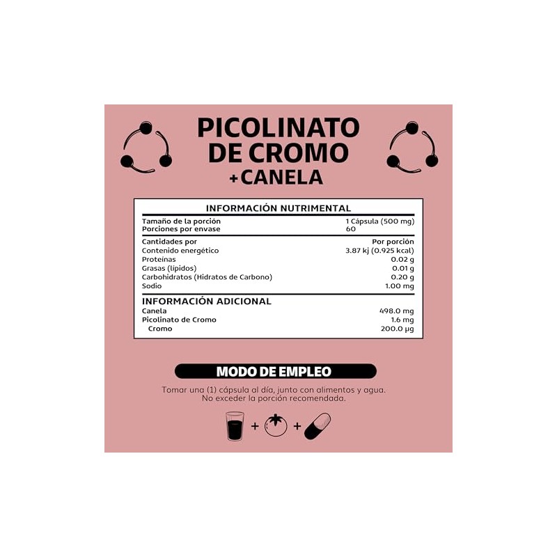 Beyond Vitamins | Picolinato de Cromo con Canela, Cápsulas VCaps,