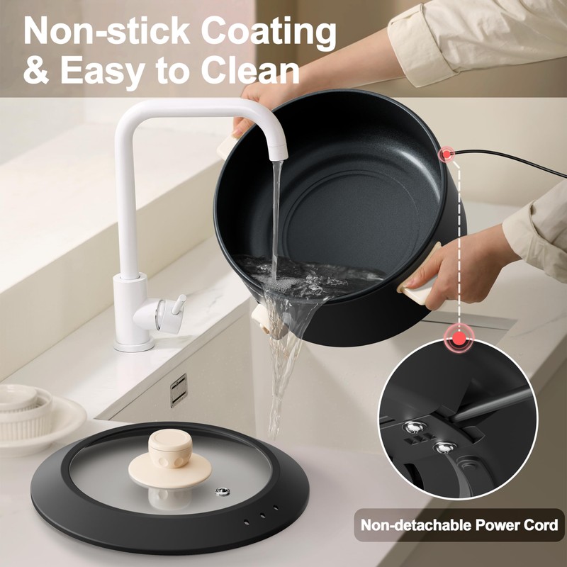 TOPWIT Hot Pot Electric, 4L Electric Pot with Non-Stick Coating,