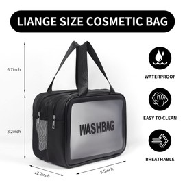 Bolsa de maquillaje transparente de PVC impermeable, bolsa de cosméticos grande transparente de viaje, bolsa organizadora de artículos de cambiador de plástico transparente, bolsa de cosméticos transparente, bolsa de gran capacidad, bolsa de lavado grues