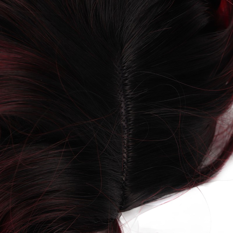Curly Short Wig Wine Red Women Wig Gradient Color Adjustable