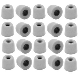 JEYORZY Pack of 20 Memory Foam Ear Caps, Headphone Ear Pads, Replacement Earplugs, Sound Insulation Cover for Headphones, Noise Cancelling Headphone Head, In-Ear Ear Caps, Grey