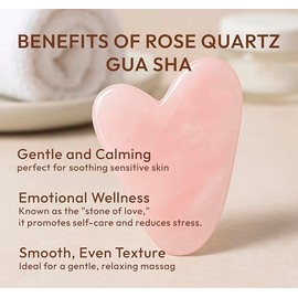 Herramienta facial Gua Sha de cuarzo rosa, cristal en forma de corazón para hinchazón, drenaje linfático, escultura facial y relajación, piedra tallad