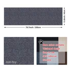 NATUYA Cat Scratch Couch Furniture Protector, 78.7"x15.8" Self-Adhesive Cats Scratching Pad Deterrent, Trimmable DIY Climbing Cat Scratcher(Drak Gray)