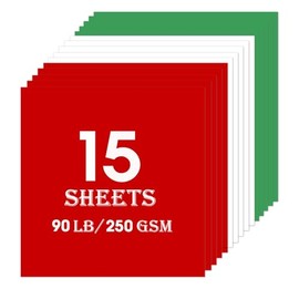 15sheets christmas cardstock paper 12" x 12", 230gsm/80lb Thick Card stock，Printer Paper, Party Decors，Paper Craft, School Suppliesred (red green white)