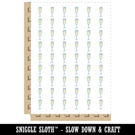 Champagne Glass Doodle Temporary Tattoo Water Resistant Fake Body Art Set Collection - 54 1" Tattoos (1 Sheet)