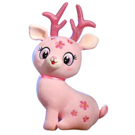 33cm Christmas Suffed Plush Reindeer Toy for Kids,Christmas Pink Reindeer Stuffed Costumed Plushies Dolls Christmas Soft Toy Christmas Squishys Xmas Santa Plush Xmas Toy Gifts for Kids Home Decor