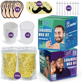 Waxfans Nose and Ear Hair Removal Kit for Men and Women - 200g Wax for 20 Uses, Long-lasting for 4 Weeks (Purple&Blue)