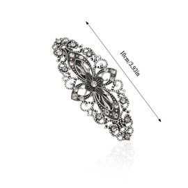 Vintage Flower Hair Barrette Hair Slides, Antique Style Hair Clips for Women Jewellery, Sparkly Silver Hair Clip Hair Accessory Crystal Grips for Women Girls Wedding Birthday Prom Gift