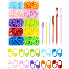 200 Pcs Stitch Markers 10 Color Knitting Markers Crochet Hook and Needle Clip, Sewing Needles with Plastic Eyelets, Colorful Crochet and Needle Markers for DIY and Craft Sewing