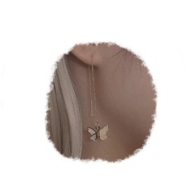 RELOVET Butterfly Dangle Earrings Ear Line Threader Long Chain Gold Women Bride Gift (gold)