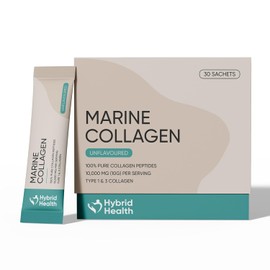 Hybrid Health Marine Collagen Powder Sachets 30 x 10g, Unflavoured, Type 1 & 3 Hydrolyzed Collagen Peptides, On-the-Go Travel Sachets, 30 Day Supply