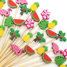 Summer Cocktail Picks Tropical Party Supplies 120PCS Decorative Toothpicks for Appetizers Food Fruit Sticks Birthday Hawaiian Pool Party Decorations