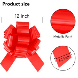 jefyghe Big Bows 12 Inch Red Dark Green Bows for Gift Wrapping Car Decorated Birthday Party Christmas Gift and Valentine's Day Decorations