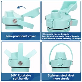 Auto Spout Lid for Yeti Rambler 12/18/26/36/46/64 Oz Chug Cap Replacement with Soft Handle for RTIC | Leakproof | BPA Free | Dishwasher Safe