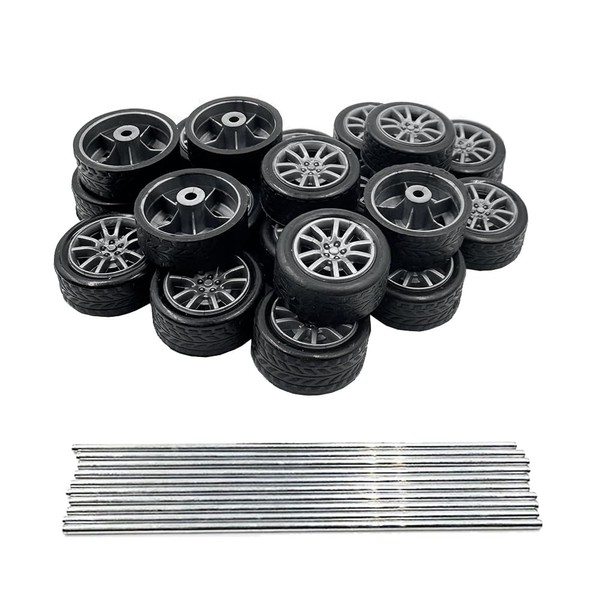 20PCS Small Toy Car Wheel 16mm Model Car Mini Rubber