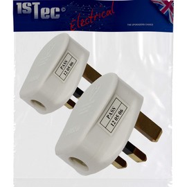 1STec Pack of 2 x 3A Black Fused UK Mains Power Plug Top with 3 Pin Rewirable Screw Terminals for Connecting Appliance Cable to Home Wall Socket Housing Standard 3 Amp Cylinder Type Fuse (2 x 3A)