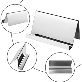Stainless Steel Business Card Holder, Pack of 2 Stainless Steel Business Card Holder, Metal Business Card Holder, Desk Business Card Holder for Business Card, Desk, Hotel Reception (Silver)