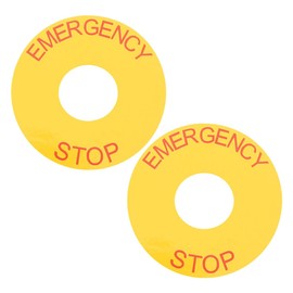 2pcs Emergency Stop Sign Sticker Eye-catching Decal for Machinery Safety Labels for Home Office Factory Strong Adhesive Warning for Construction