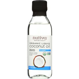 Nutiva Organic Liquid Fractionated Coconut Oil, 8 Ounces - USDA Organic, Non-GMO, Non-BPA, Vegan, Keto, Paleo, Use for Cooking or Moisturizer for Skin, Massage and Hair
