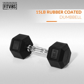 Fitvids Hex Dumbbells Rubber Coated Hand Weights for Exercises and Fitness, Single